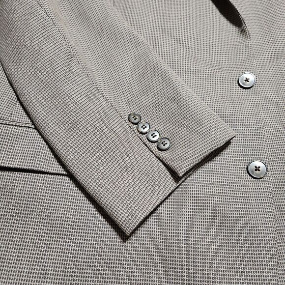 Calvin Klein Tweed Sport Coat Blazer Designer Wool Peak 46R Brown Suit Jacket - Picture 5 of 11